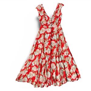 Urban Outfitters Red and White Floral Midi Dress size xs